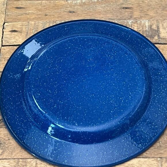 Enamelware Camping Dish Set of 1 Plate, Mug, and Bowl Blue White Speckled - Picture 10 of 12